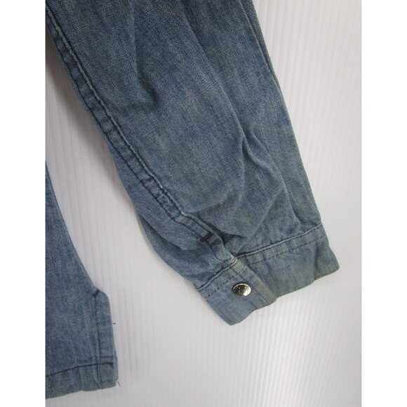 VINTAGE Lee Jacket Small Western Trucker Denim Shacket 70s Snap USA * - Picture 3 of 15